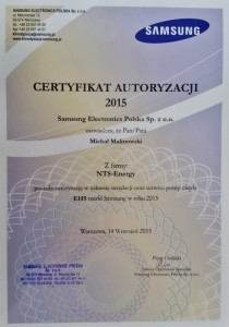 Certyfikat Samsung pompy ciepła