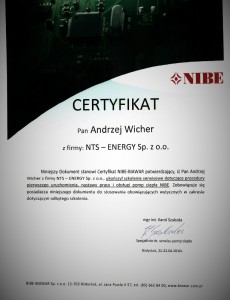 Certyfikat Nibe Wicher